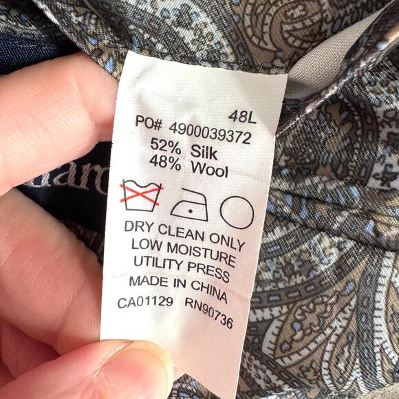 Ralph Lauren Beige Silk Wool Two Button Paisley Lined Blazer Men's Size 48L - Picture 12 of 12